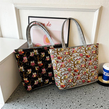 Canvas Tote Bag Vintage Style Printed Shoulder Bag