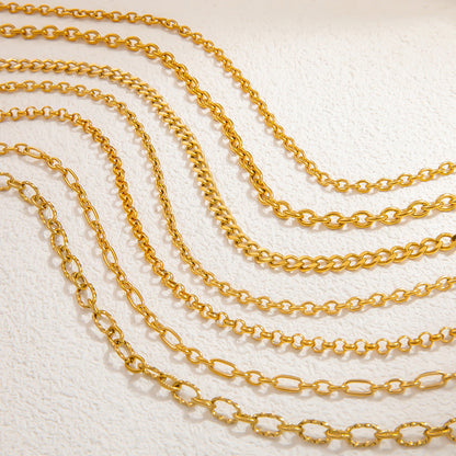 18K Gold Plated Stainless Steel Spring Clasp Necklace Stylish Choker for Women