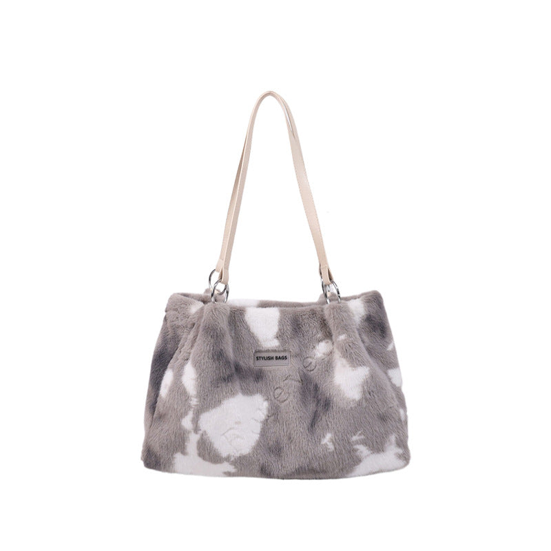 Stylish Leopard Print Plush Tote Bag for Women
