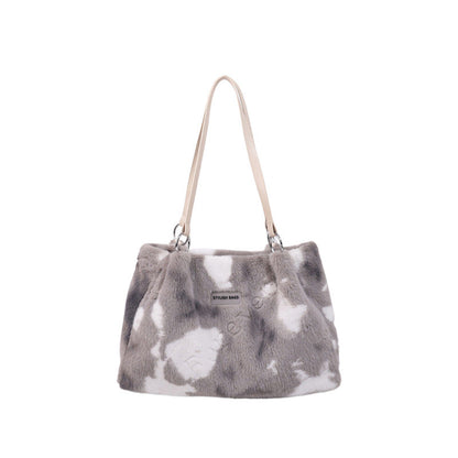Stylish Leopard Print Plush Tote Bag for Women