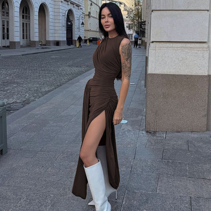 Stylish Chic Sleeveless Ruched Maxi Dress