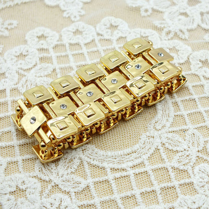 Retro Geometric Rhinestone Stretch Bracelet