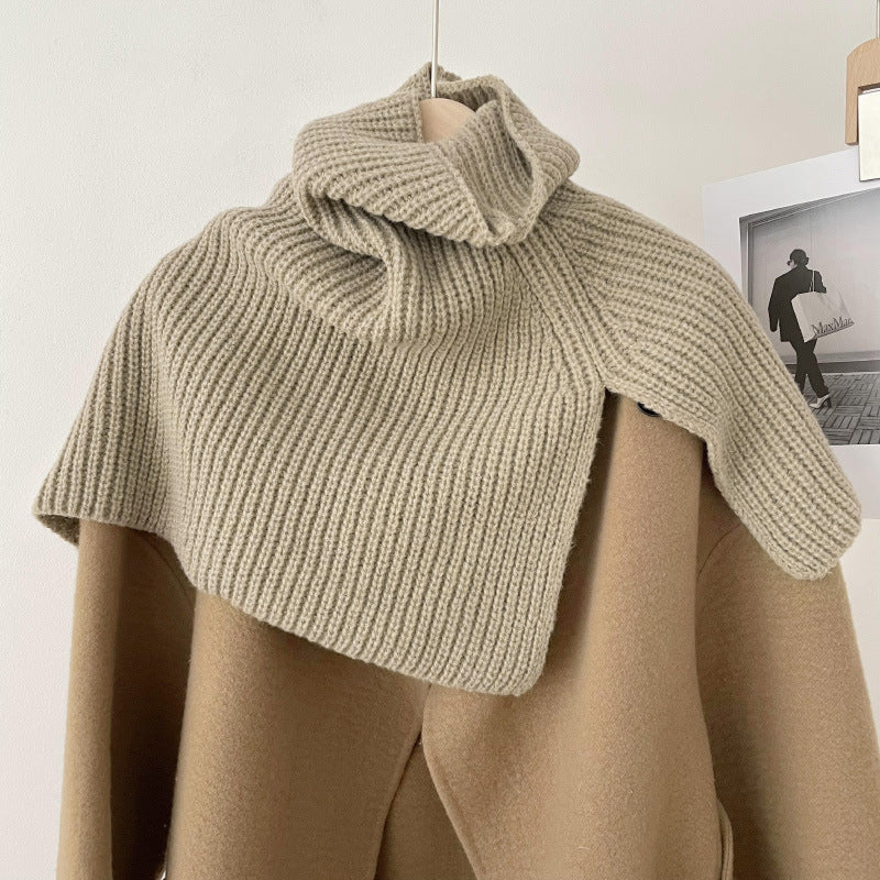 High Collor Split Solid Color Knit Scarve