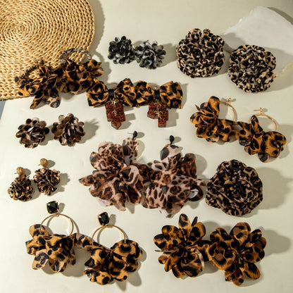 Geometric Leopard Print Resin Drop Earrings For Women