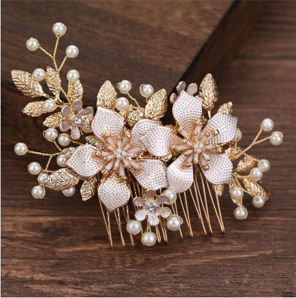 Bridal Wedding Hair Accessory Handmade Flower Pearl Hairpiece