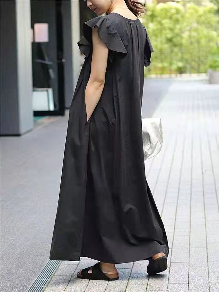 New Sleeveless Long Loose Slim Dress Simple And Elegant Solid Color Long Dress