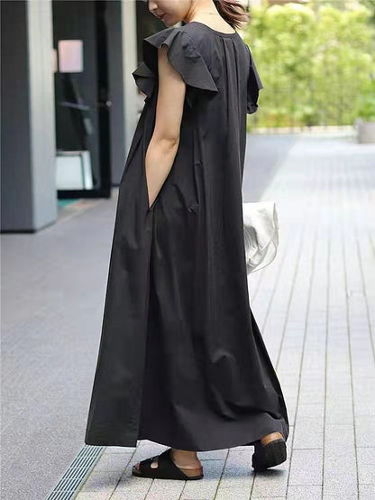 New Sleeveless Long Loose Slim Dress Simple And Elegant Solid Color Long Dress