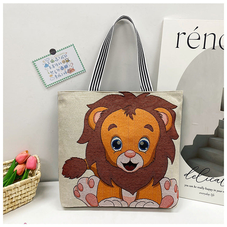 Ethnic Vintage Embroidered Canvas Tote Bag for Women
