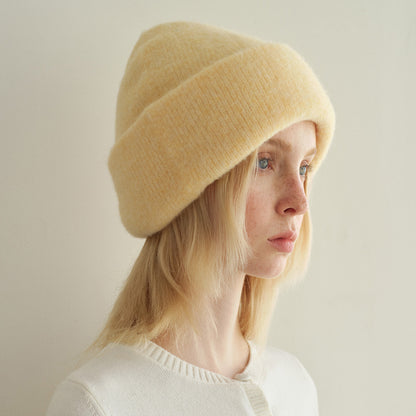 Solid Color Wool Blend Knit Beanie for Women
