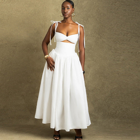 Fashion Solid Color Maxi Dress Sleeveless A-Line Dress