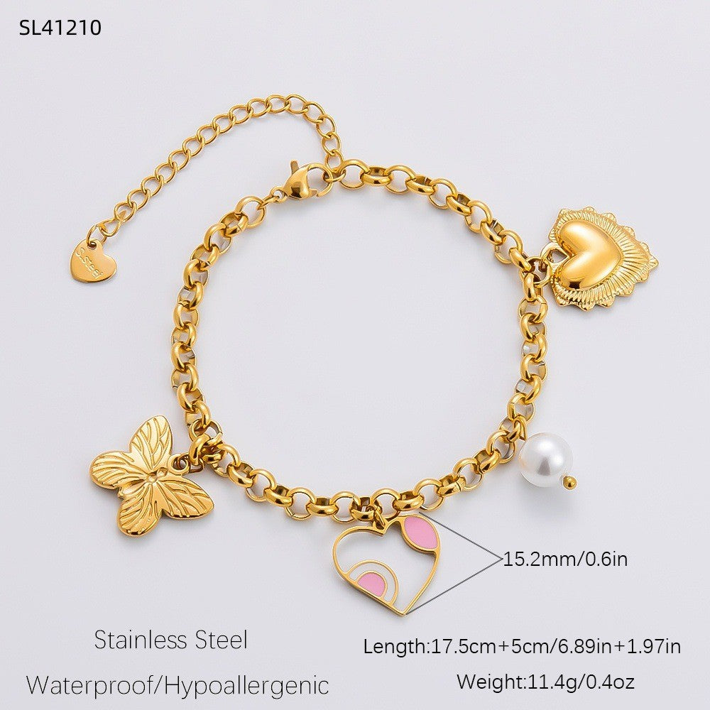 DIY Stainless Steel Heart Pendant Necklace with 18k Gold Plating