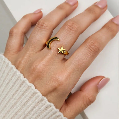 SUMMLY Star-Shaped Adjustable Titanium Steel Ring Stylish Jewelry