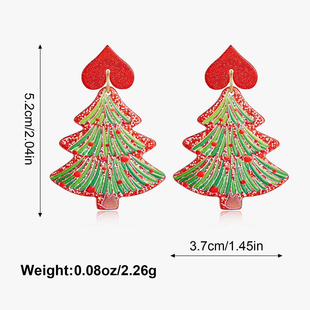 Stylish Hollow Rhinestone Christmas Tree Dangle Earrings