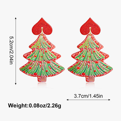 Stylish Hollow Rhinestone Christmas Tree Dangle Earrings