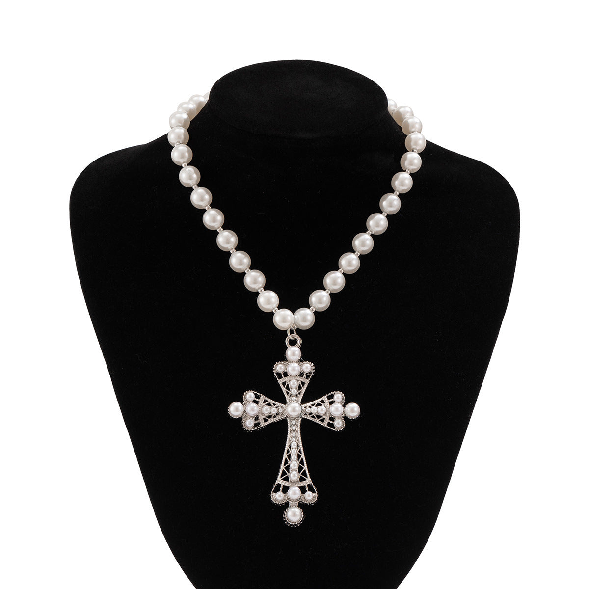 Cyberpunk Style Cross Necklace With Layered Design