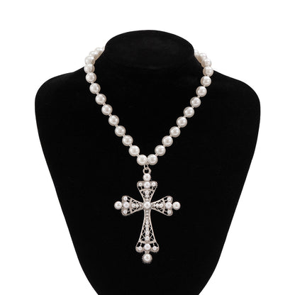 Cyberpunk Style Cross Necklace With Layered Design