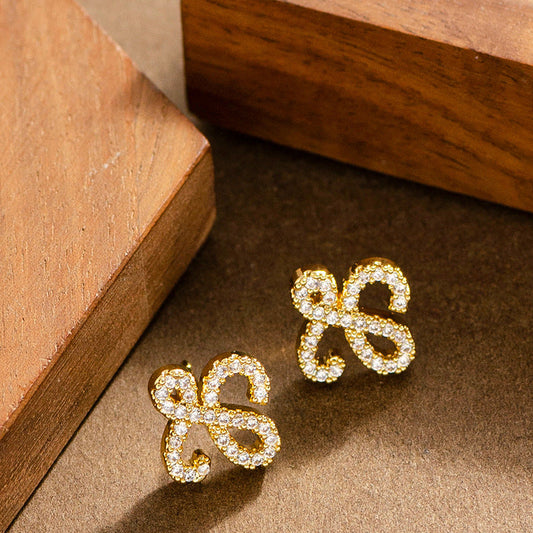 S925 Silver Geometric Zircon Stud Earrings For Women
