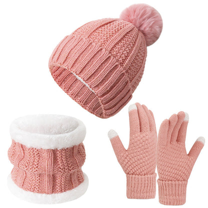 Winter Knitted Warm Gloves, Hat, Scarf Set - Thickened Cozy Design