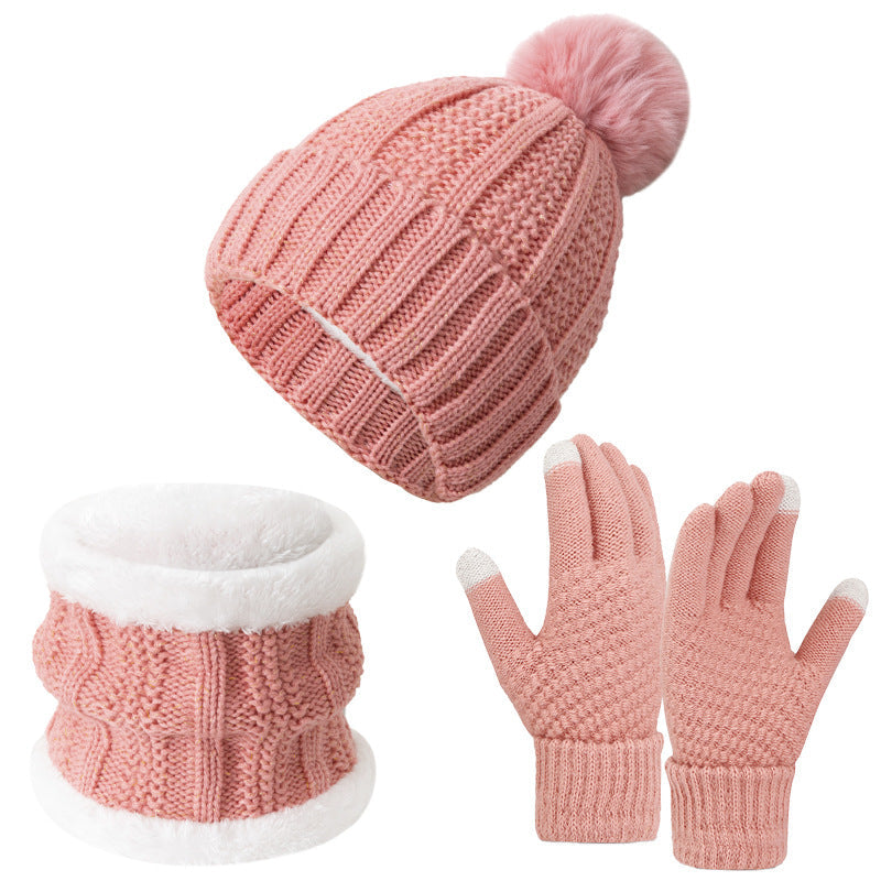 Warm Winter Knit Hat Scarf Gloves Set for Outdoor Activities
