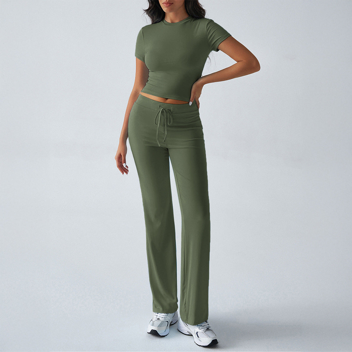 Elegant Solid Color Casual Set for Women