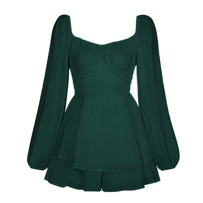 Trendy Women's Jumpsuit With Ruffle Shorts