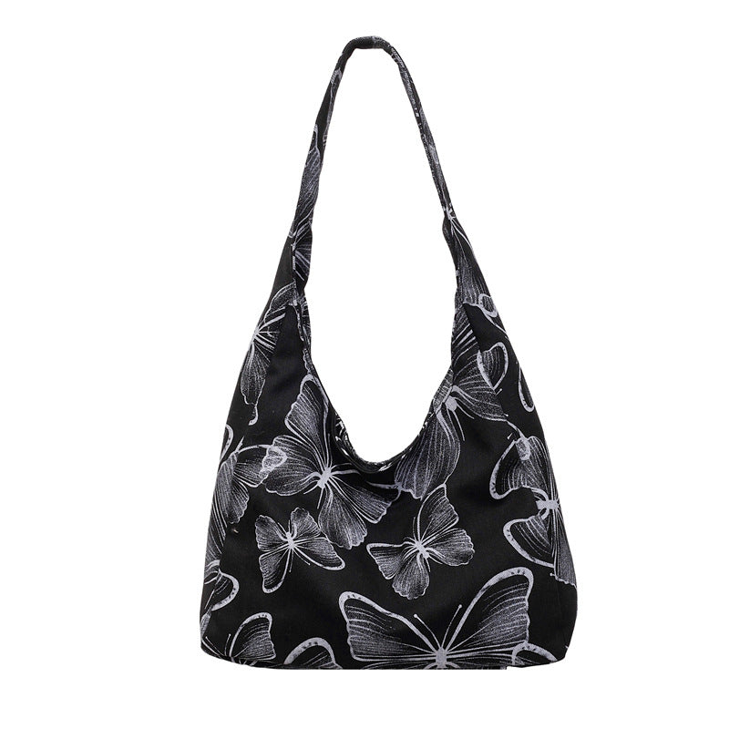Trendy Butterfly Print Shoulder Bag Casual Beach Tote
