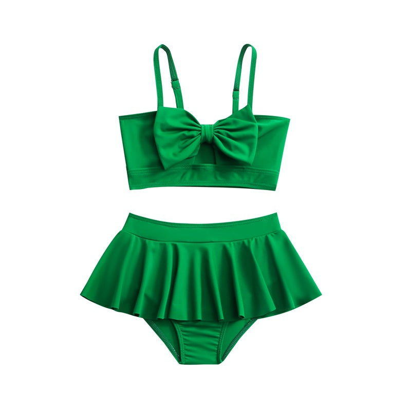 Girls' Two-Piece Swimwear Set Colorful Ruffled Bikini