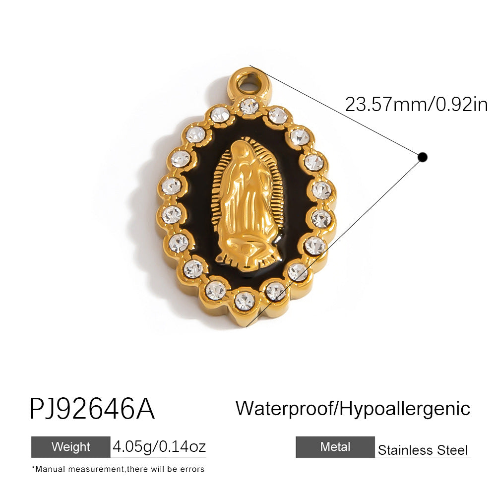 Colorful Oil-Drop Fish Heart Pendant Steel DIY Jewelry Accessories
