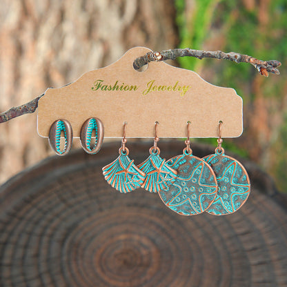 Vintage Geometric Hollow Earrings Alloy Holiday Style