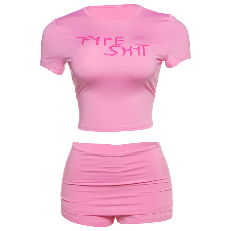 Trendy Sexy Cropped Top And Bodycon Shorts Outfit