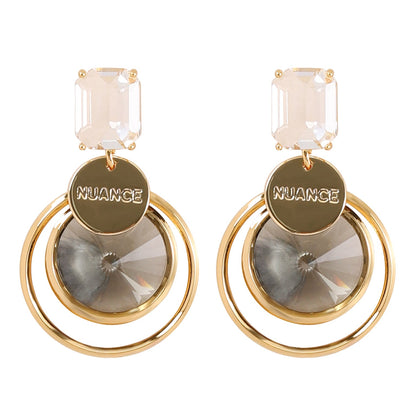 Geometric Crystal Earrings For Women - Stylish Silver Needle Design