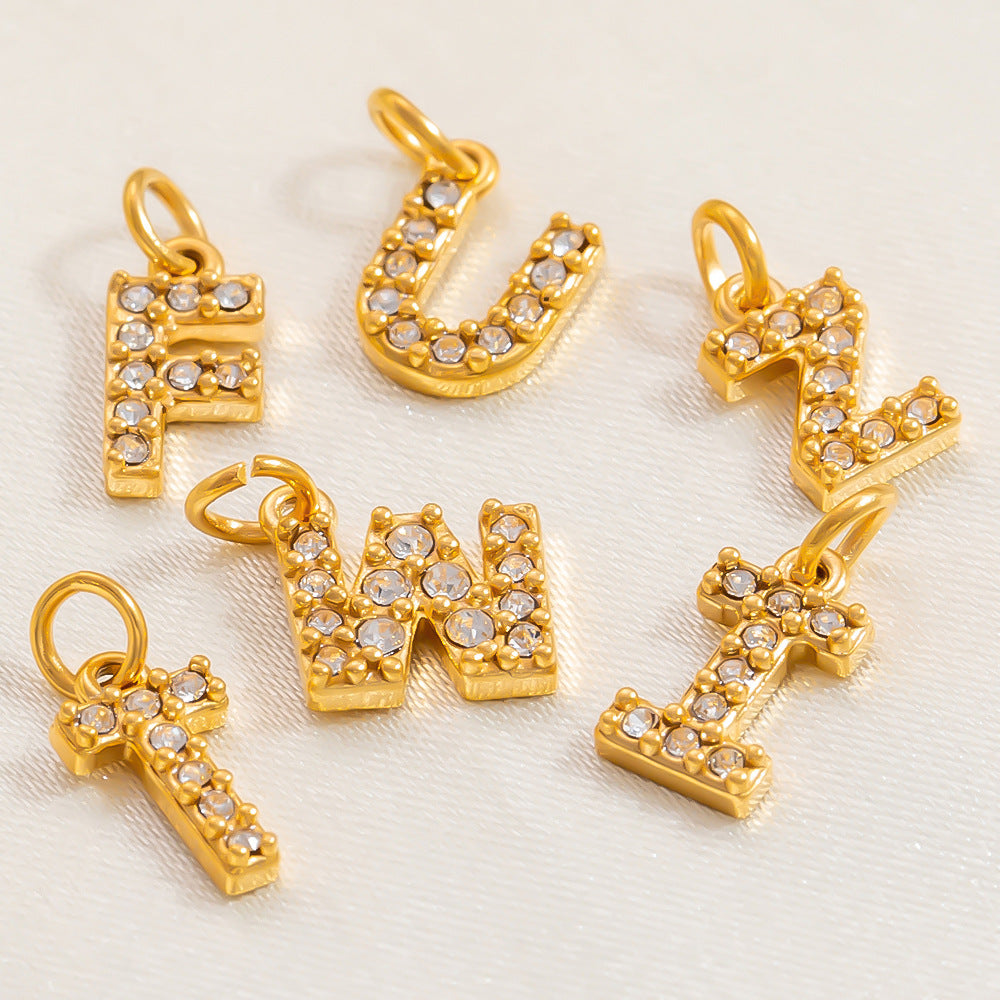 DIY Letter Pendant Necklace and Bracelet Set Stainless Steel Accessories