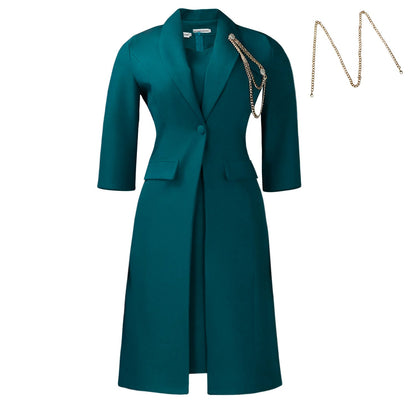 Elegant Solid Color Blazer Dress Set For Women