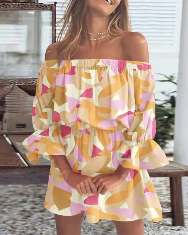 Sexy And Fashionable One Shoulder Printed Dress