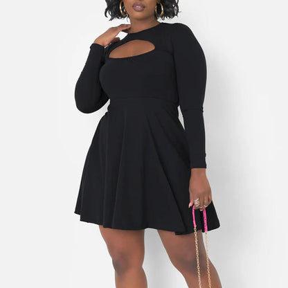 Chic Hollow Out Bodycon Dress Casual Short Sleeves