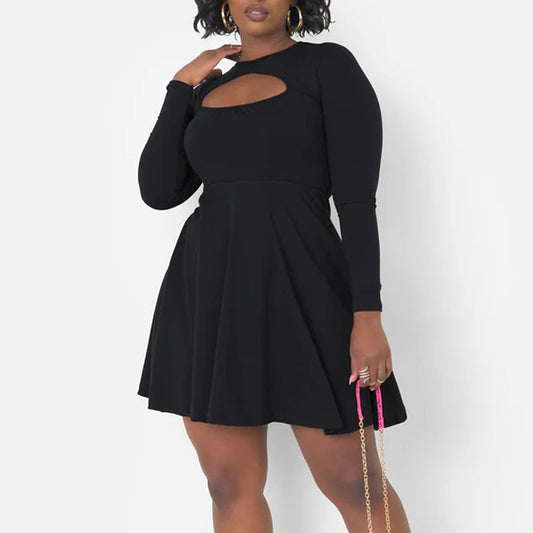 Chic Hollow Out Bodycon Dress Casual Short Sleeves