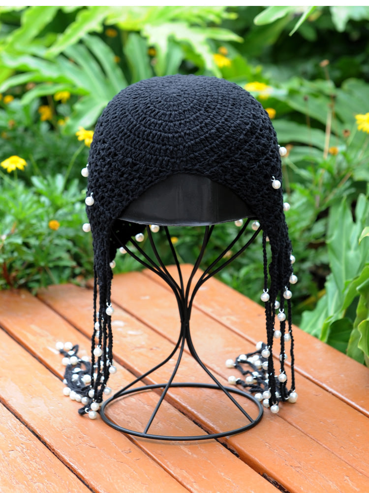 Ethnic Style Embroidered Knitted Hat Women'S Spring And Summer Versatile Ear Protection Hat