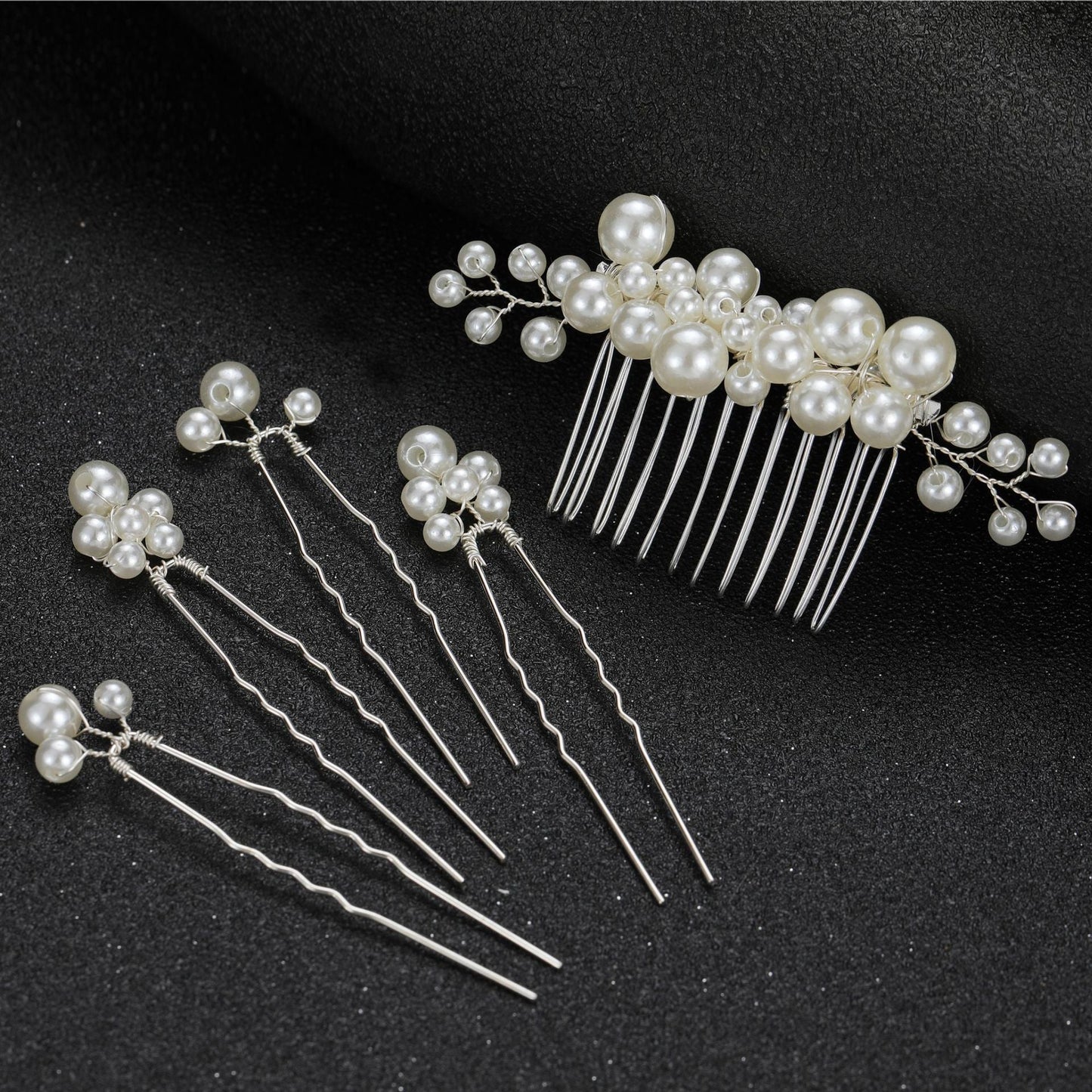 Bridal Wedding Hair Accessories Set 3 Combs + 2 Hair Pins