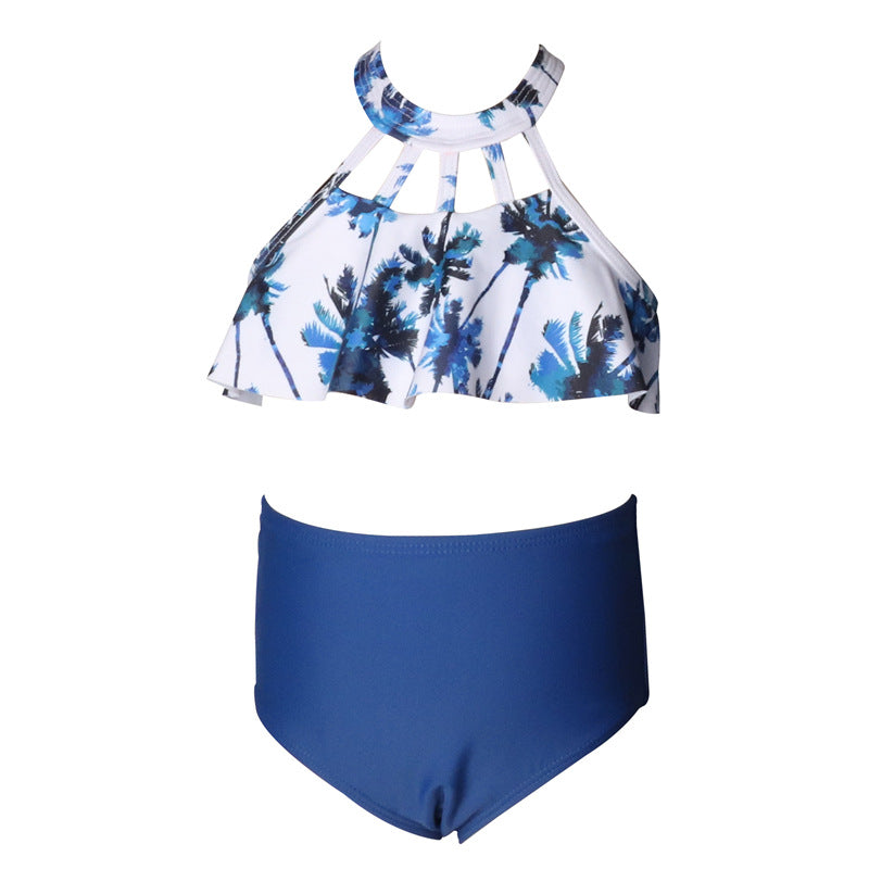 New Kids' Swimsuit Set With Floral Print And High Elasticity