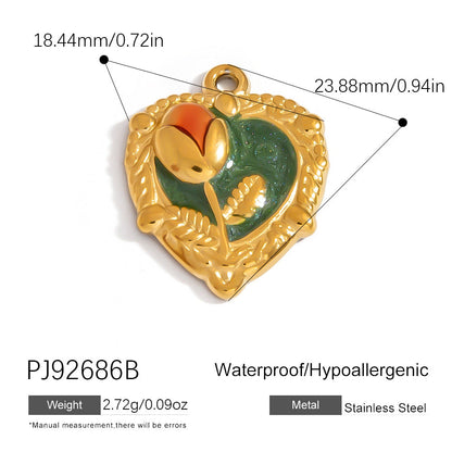 Heart Flower Pendant Accessories 18K Gold Plated Stainless Steel Jewelry