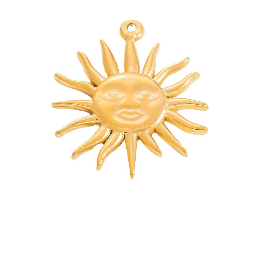 Heart Pendant Sun Charm Bracelet Necklace Stainless Steel DIY Jewelry