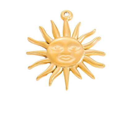 Heart Pendant Sun Charm Bracelet Necklace Stainless Steel DIY Jewelry