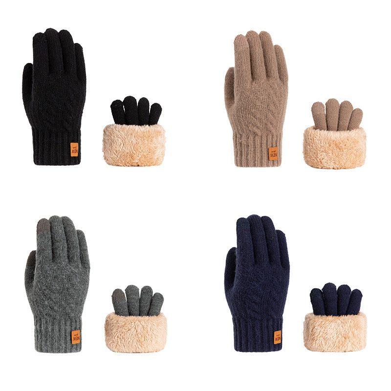 Touchscreen Winter Thicker Knit Gloves for Men