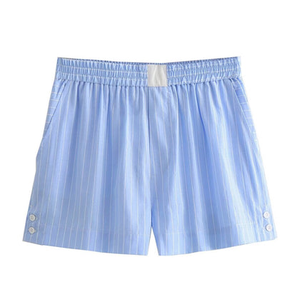Casual Striped Shirt and Shorts Sets