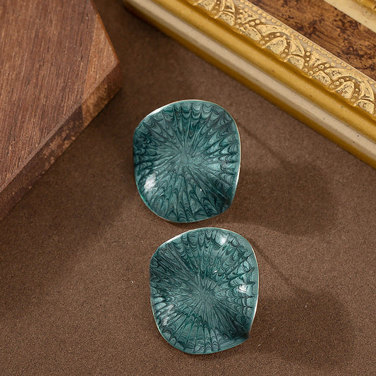 Geometric Enamel Drop Earrings Elegant Zinc Alloy