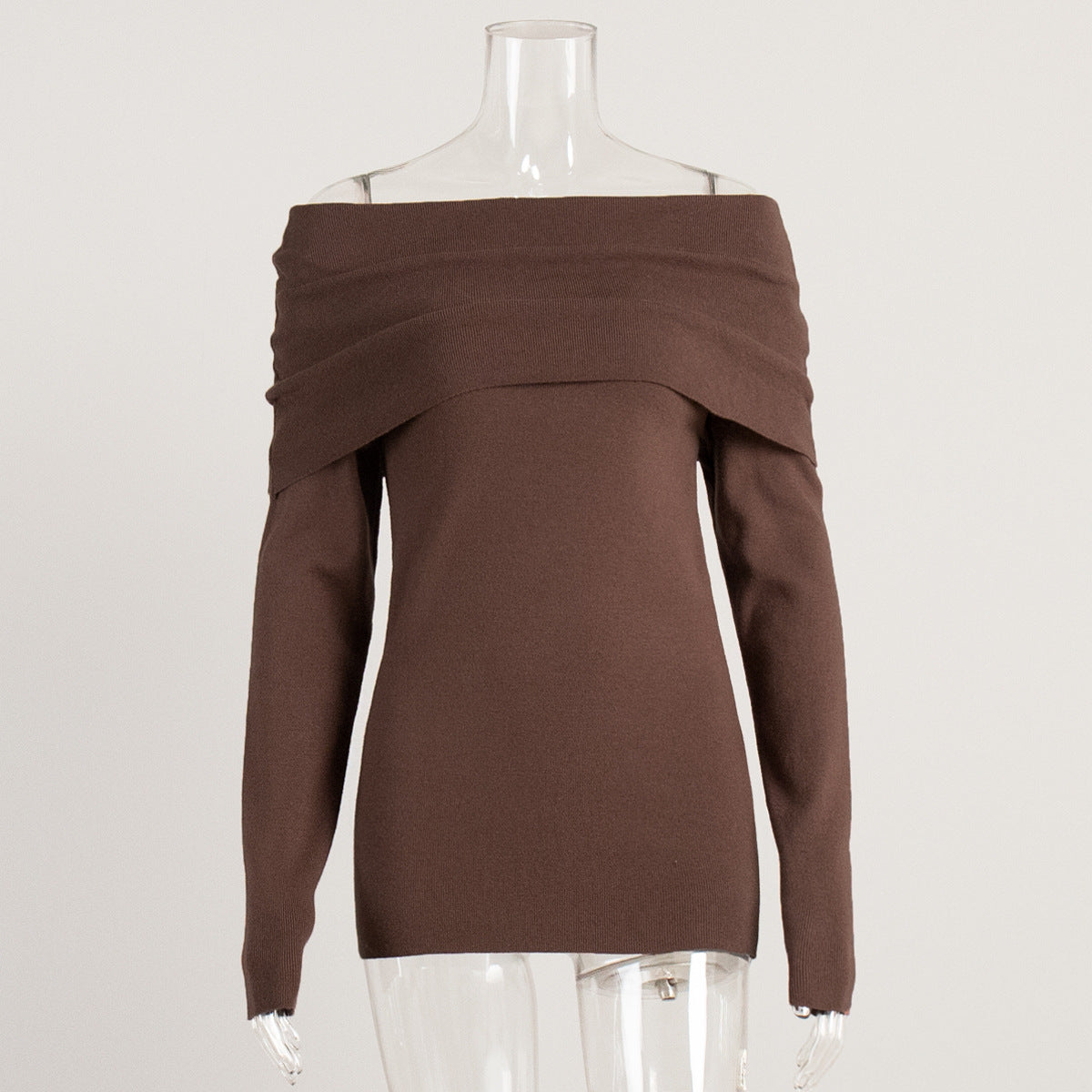 Off-The-Shoulder Knit Sweater Elegant Fitted Design