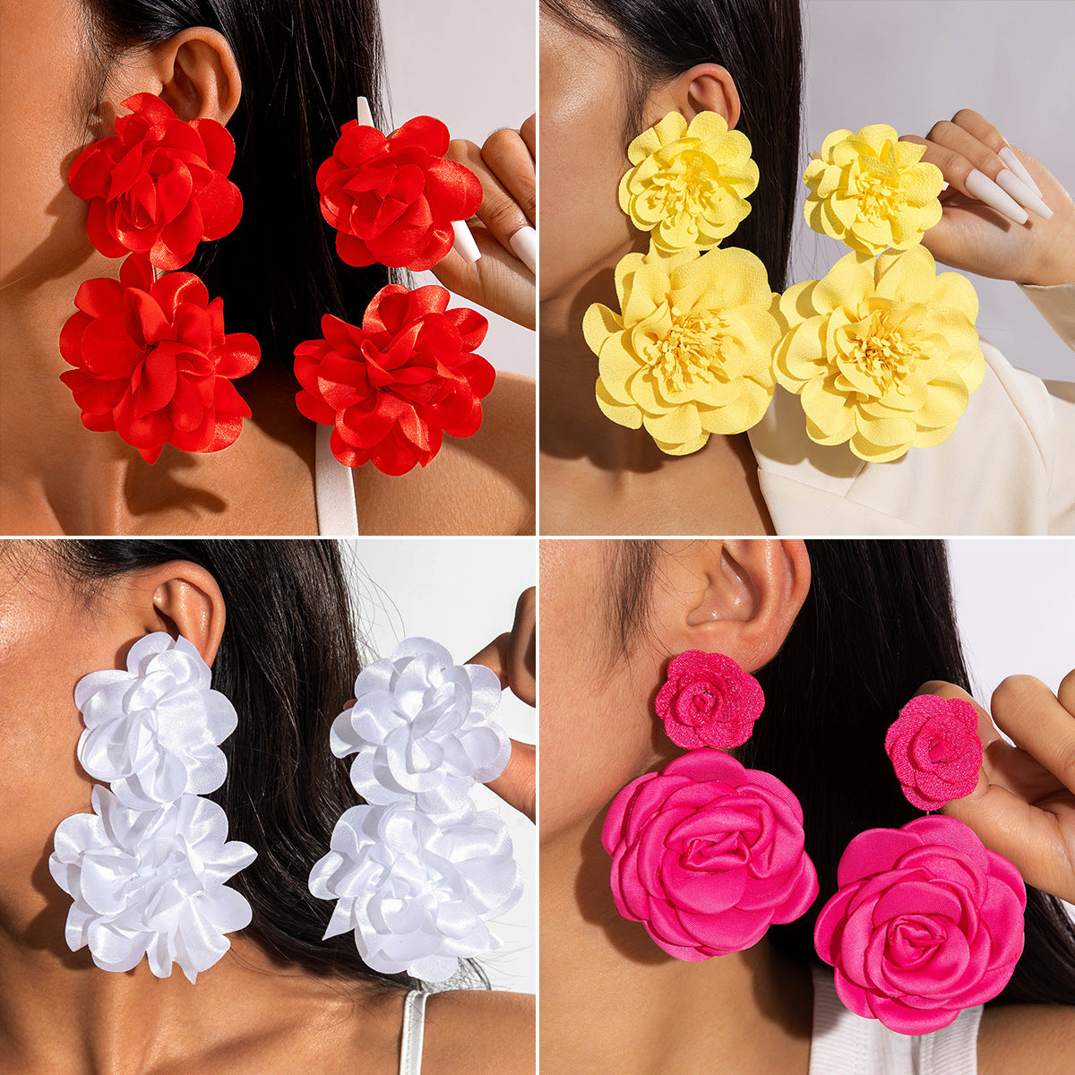Colorful Floral Statement Earrings Handmade Resin Dangle Earrings