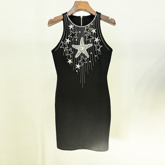 Embroidered Sleeveless Bodycon Dress