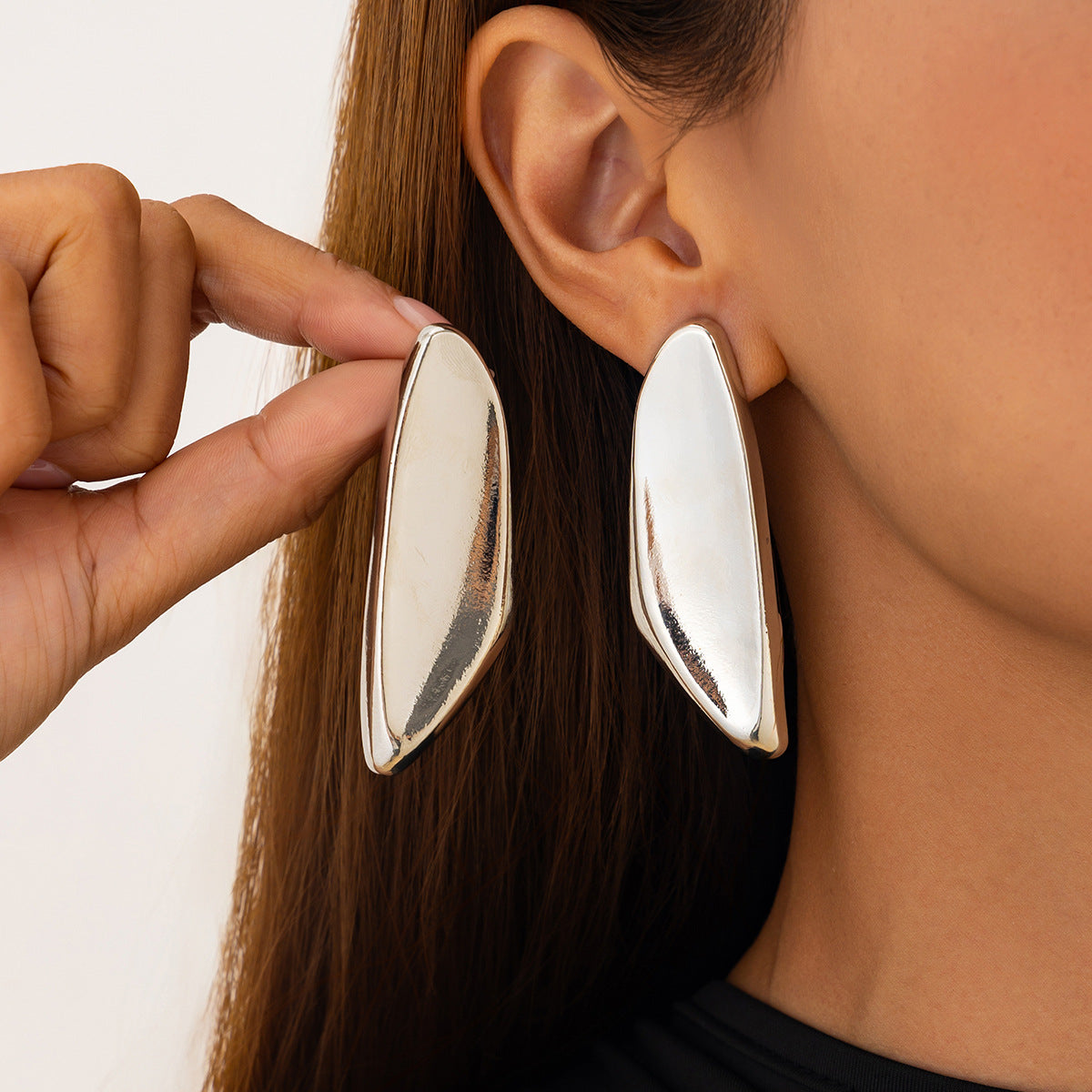 Geometric Heart-Shaped Metal Earrings For Women