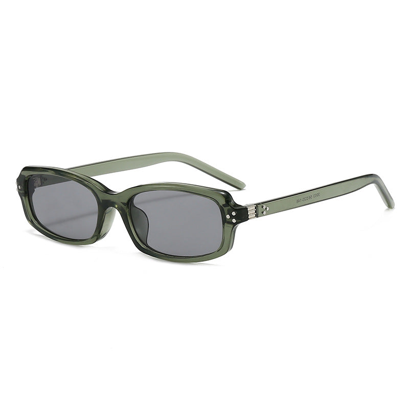 Rectangle Frame Sunglasses with Studs Trendy Casual UV400 Protection